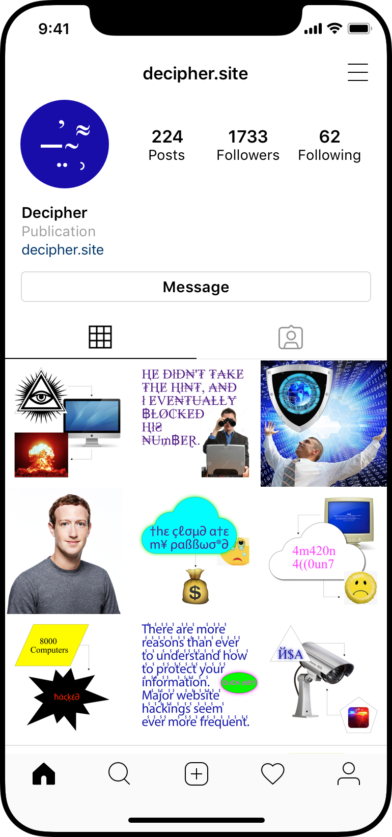 Decipher Instagram page