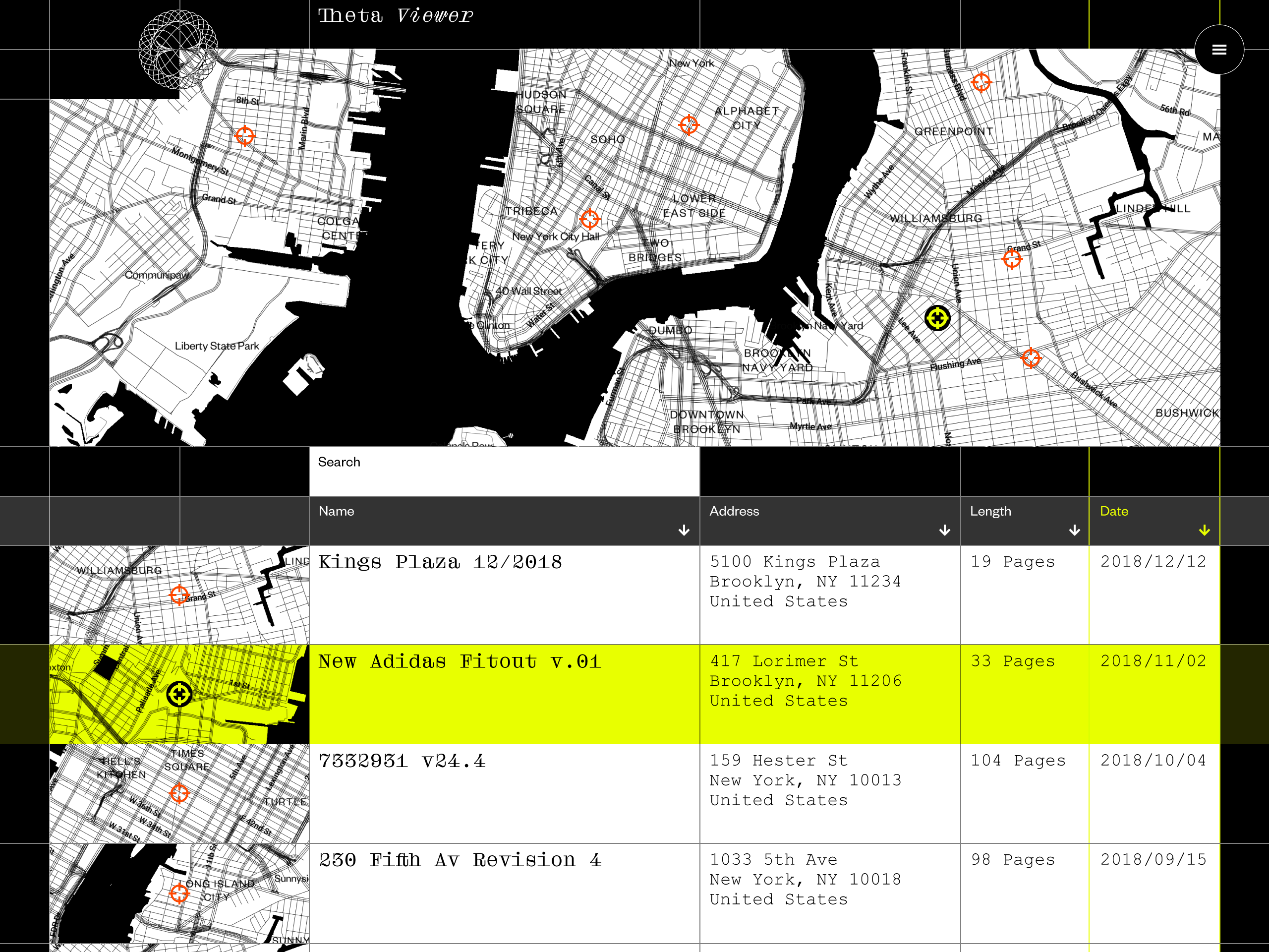 Theta Analytics app screen